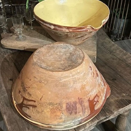 Antique French Tian with Yellow Interior