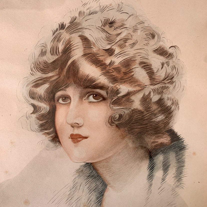 1920’s Flapper Girl- Watercolor Framed