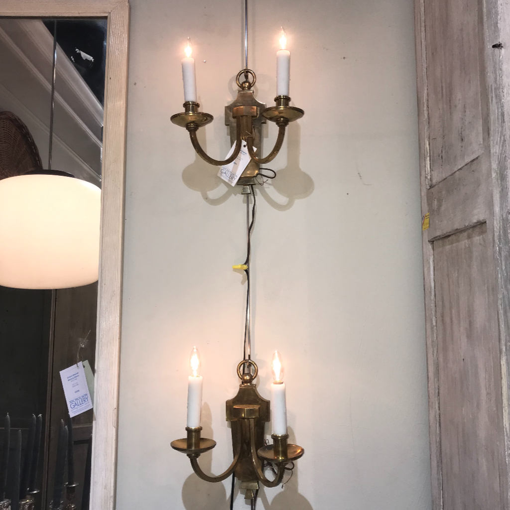 Pair of 1940s French Brass Sconces