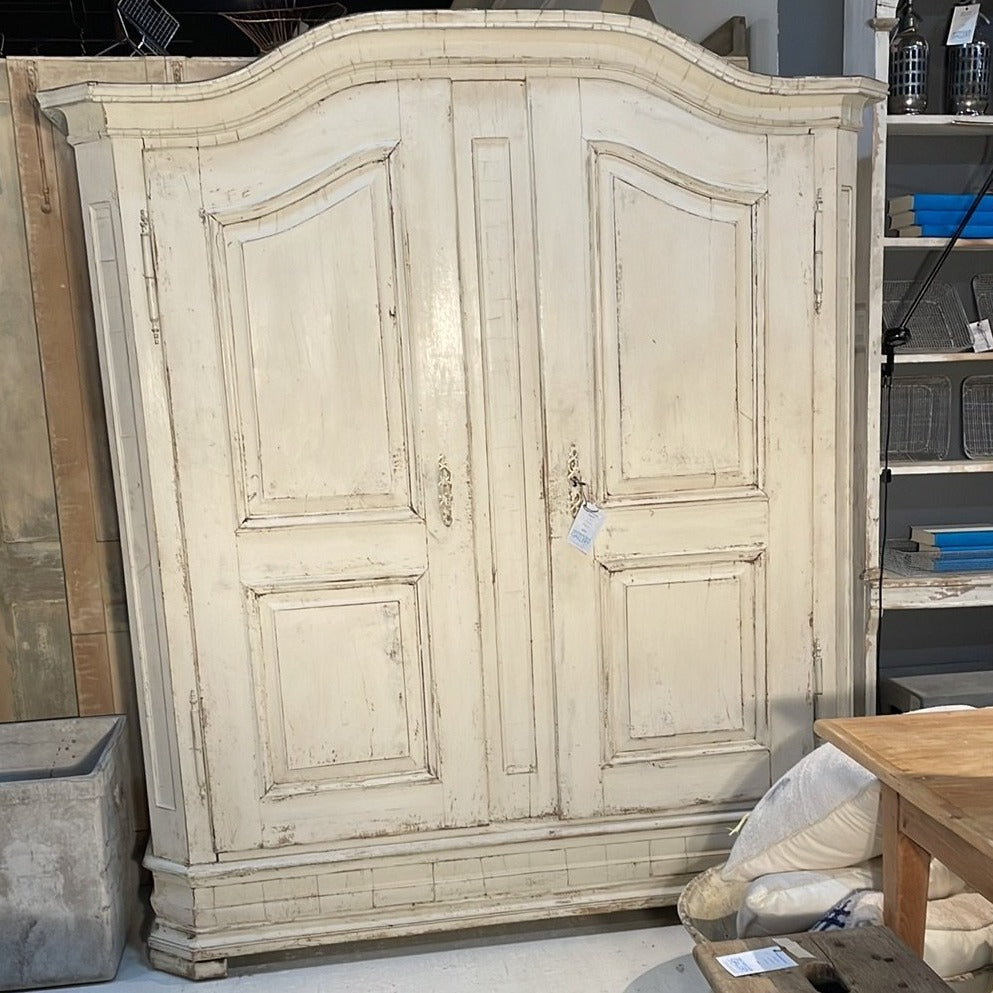 1850 French White Armoire from Alsace