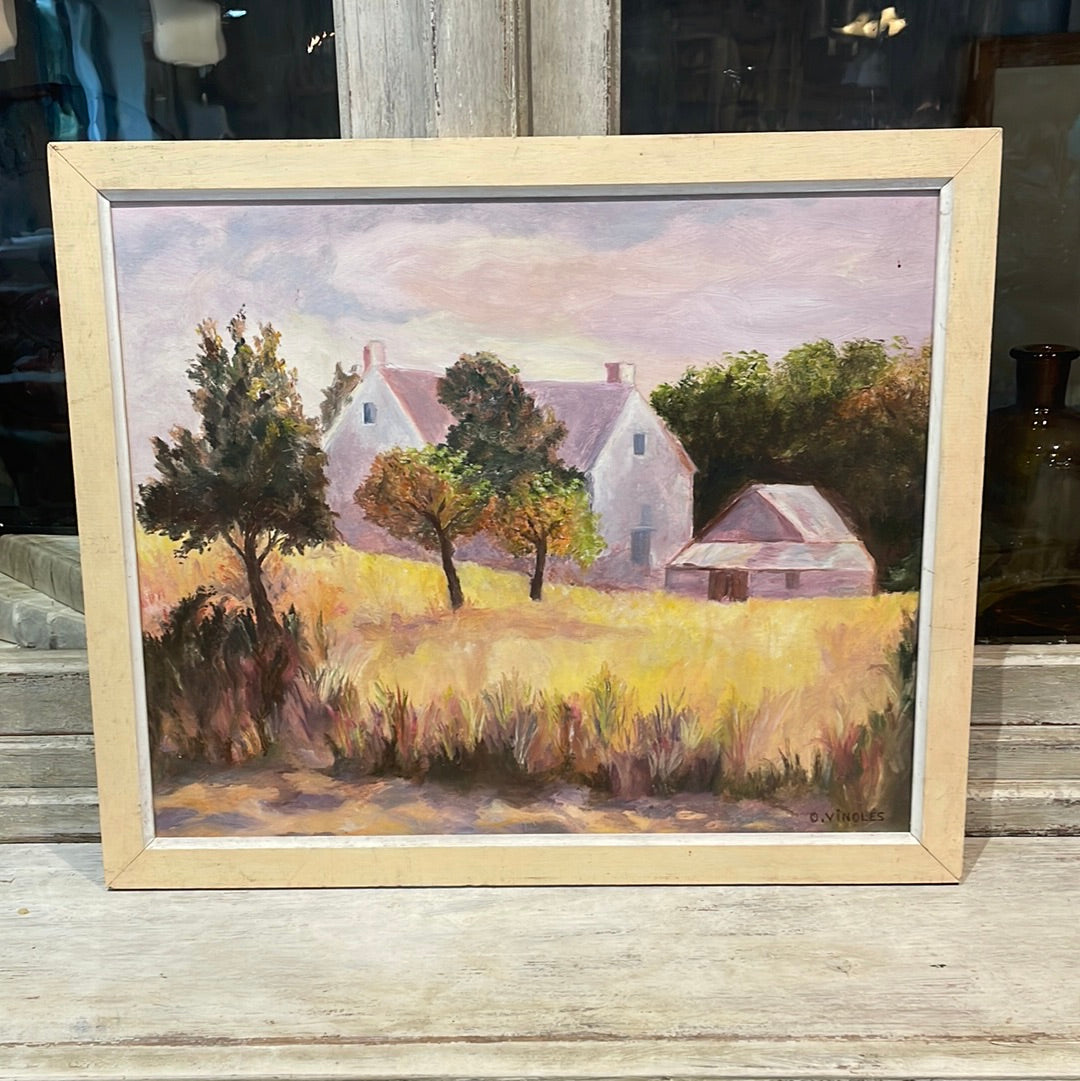 Framed Acrylic on Canvas, Farm House
