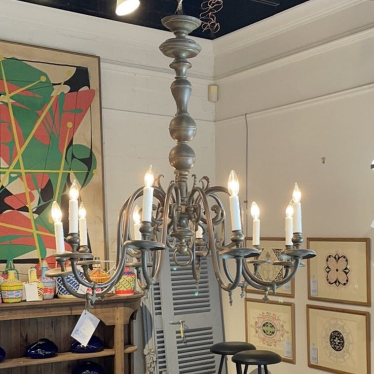 1850 Belgian Brass Chandelier (10-Light)