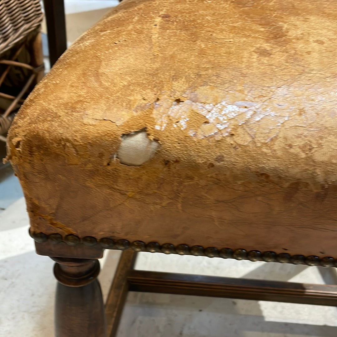 French Cognac Leather Dining Chair