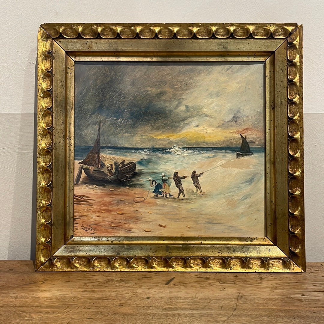 Pair of Marine Paintings with Antique Frames