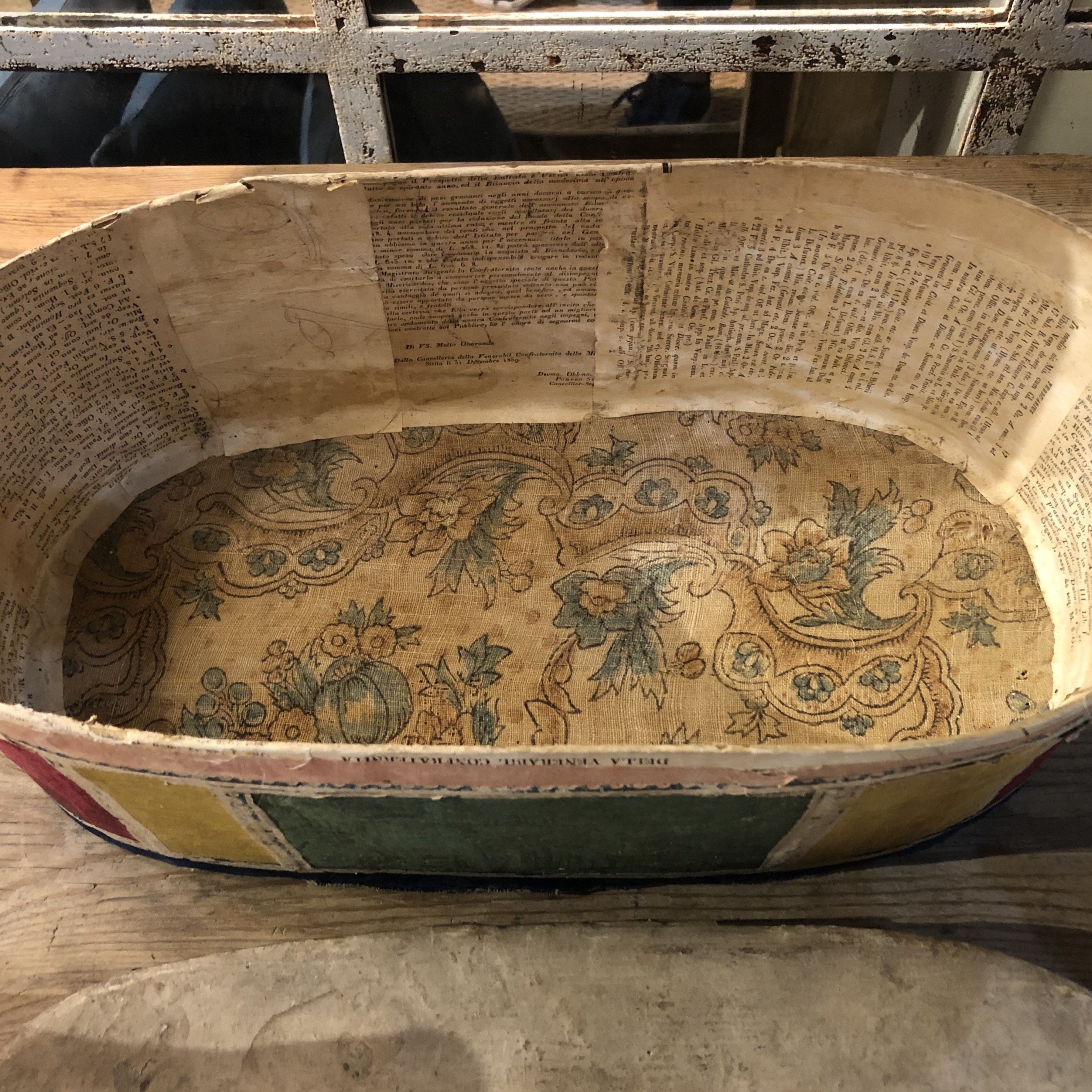 18th Century Italian Box - Wood, Paper and Fabric