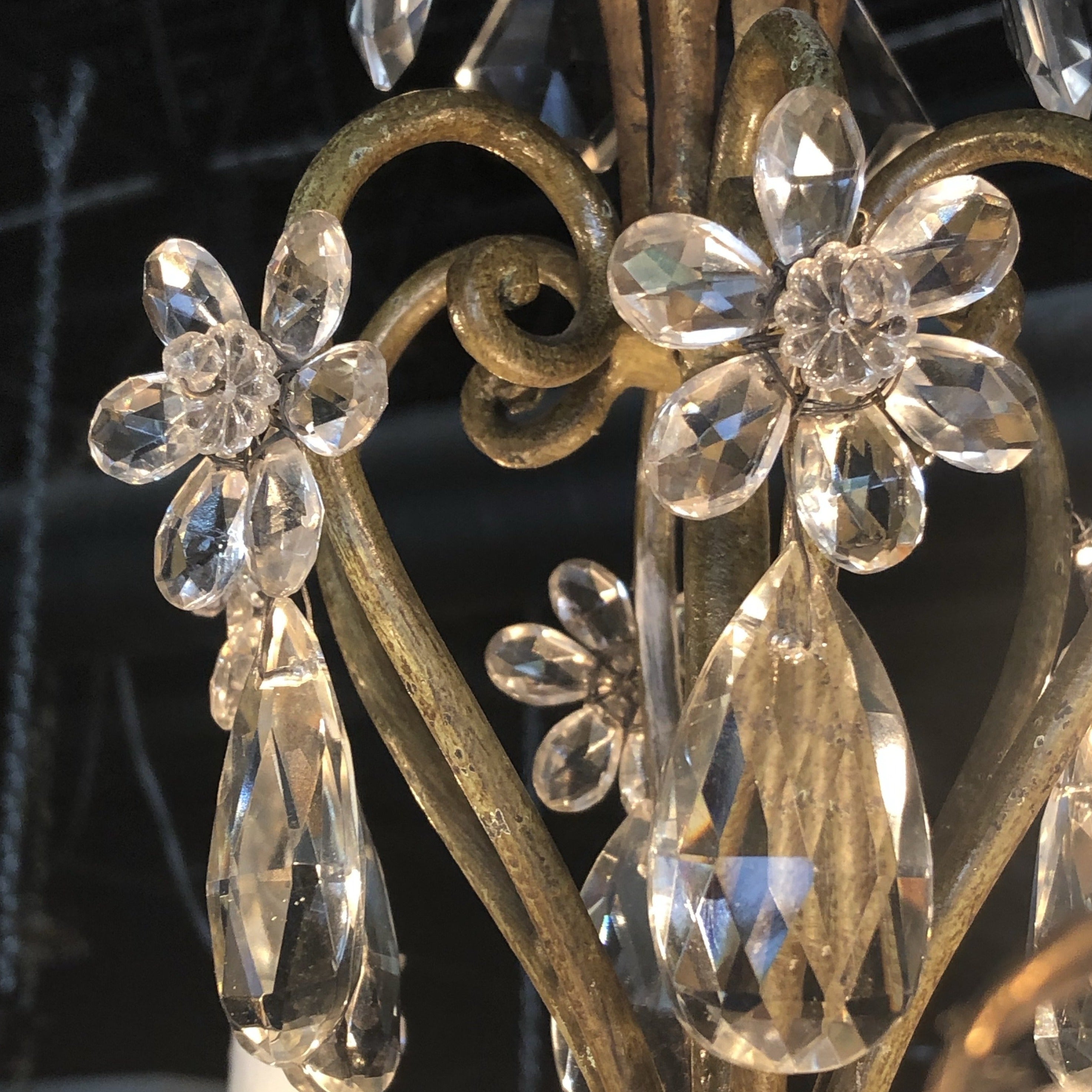 Crystal and Tole Paint with Gild Chandelier