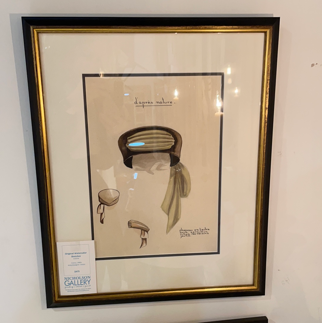 Original Watercolor Sketches of Hats