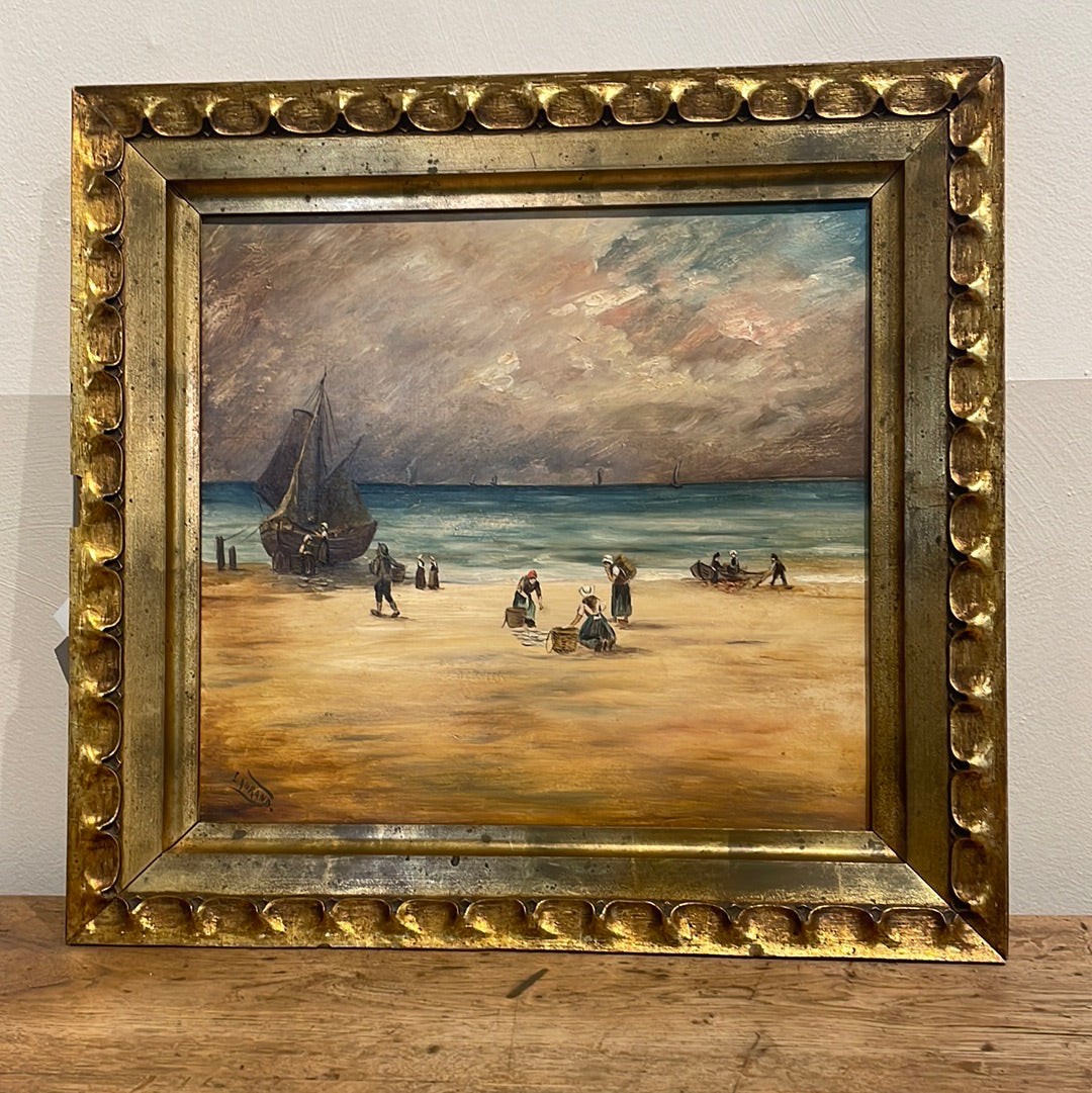 Pair of Marine Paintings with Antique Frames