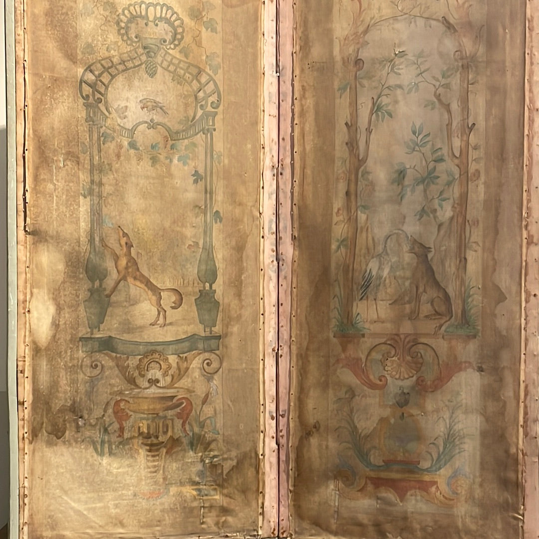 18th Century French Hand-Painted Folding Screen, circa 1750