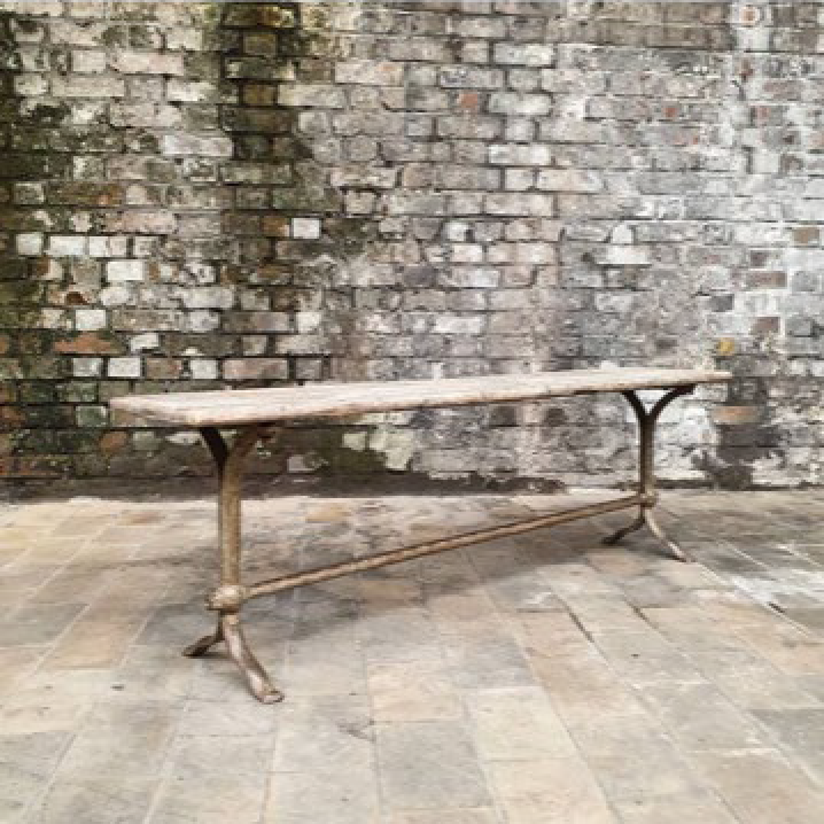 Italian 1850 Cast Iron and Wood Garden Bench