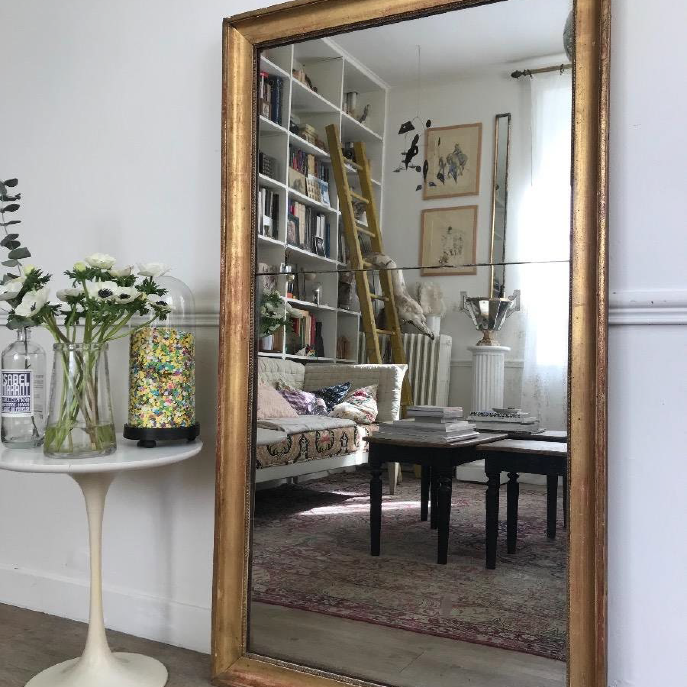 French Gilt Two-Part Mercury Mirror, c. 1900