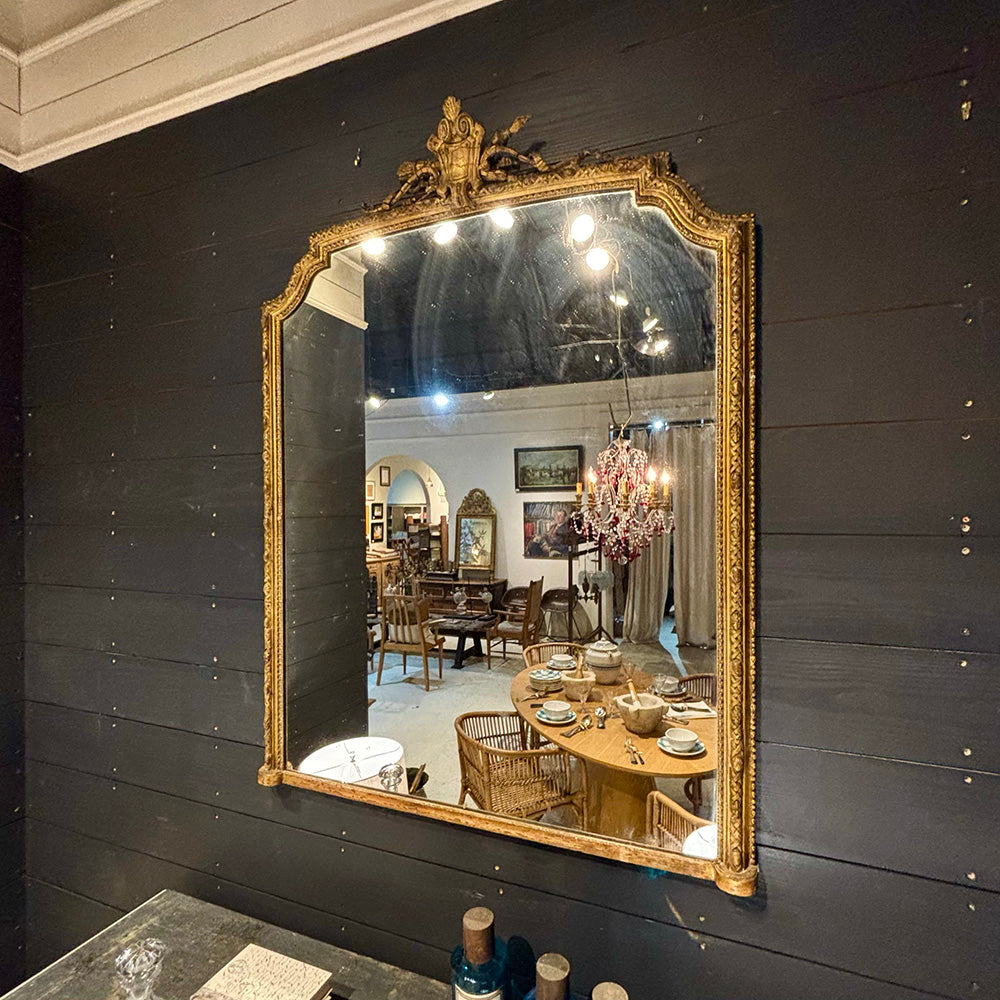1870 French Napoleon III Carved Gilt Mirror