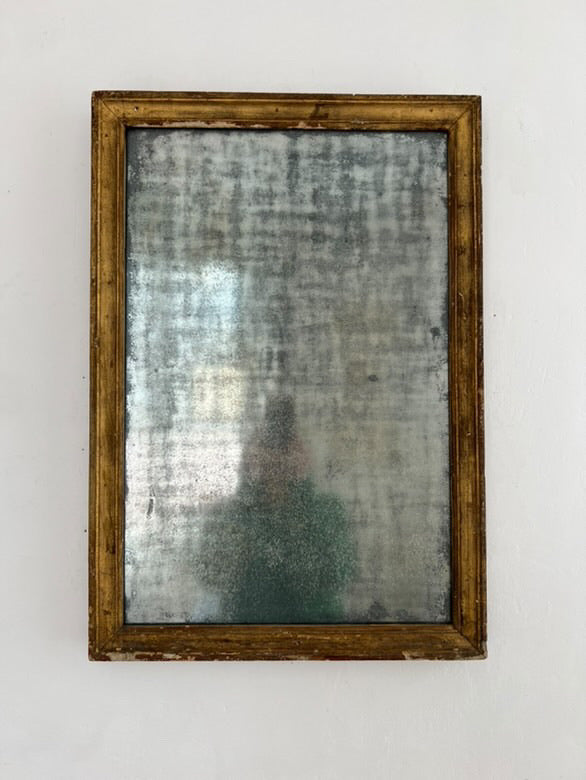 French Louis VXI Blackened Mercury Glass Gilt Mirror