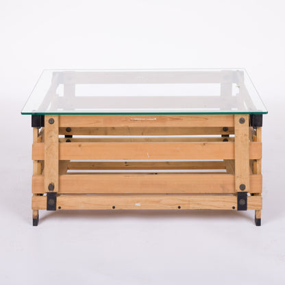 Dutch Folding Bread Crate Table with Glass Top