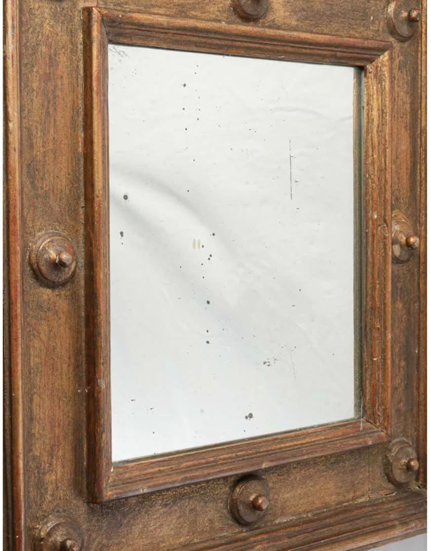 French 1880 Arts & Crafts Style Oak Mercury Mirror