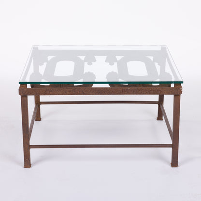 Iron Coffee Table with Glass Top