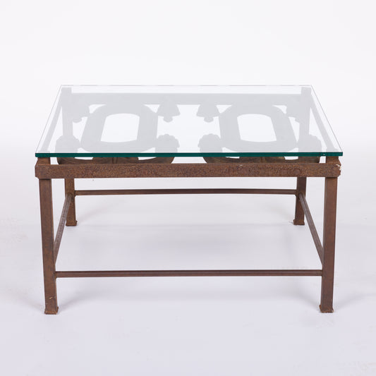 Iron Coffee Table with Glass Top