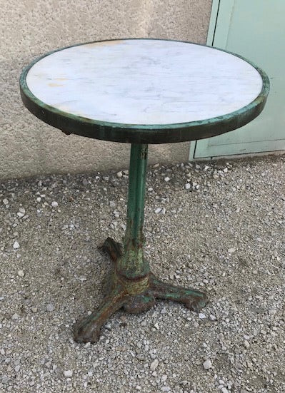 French 1890s White & Green Round Top Bistro Table