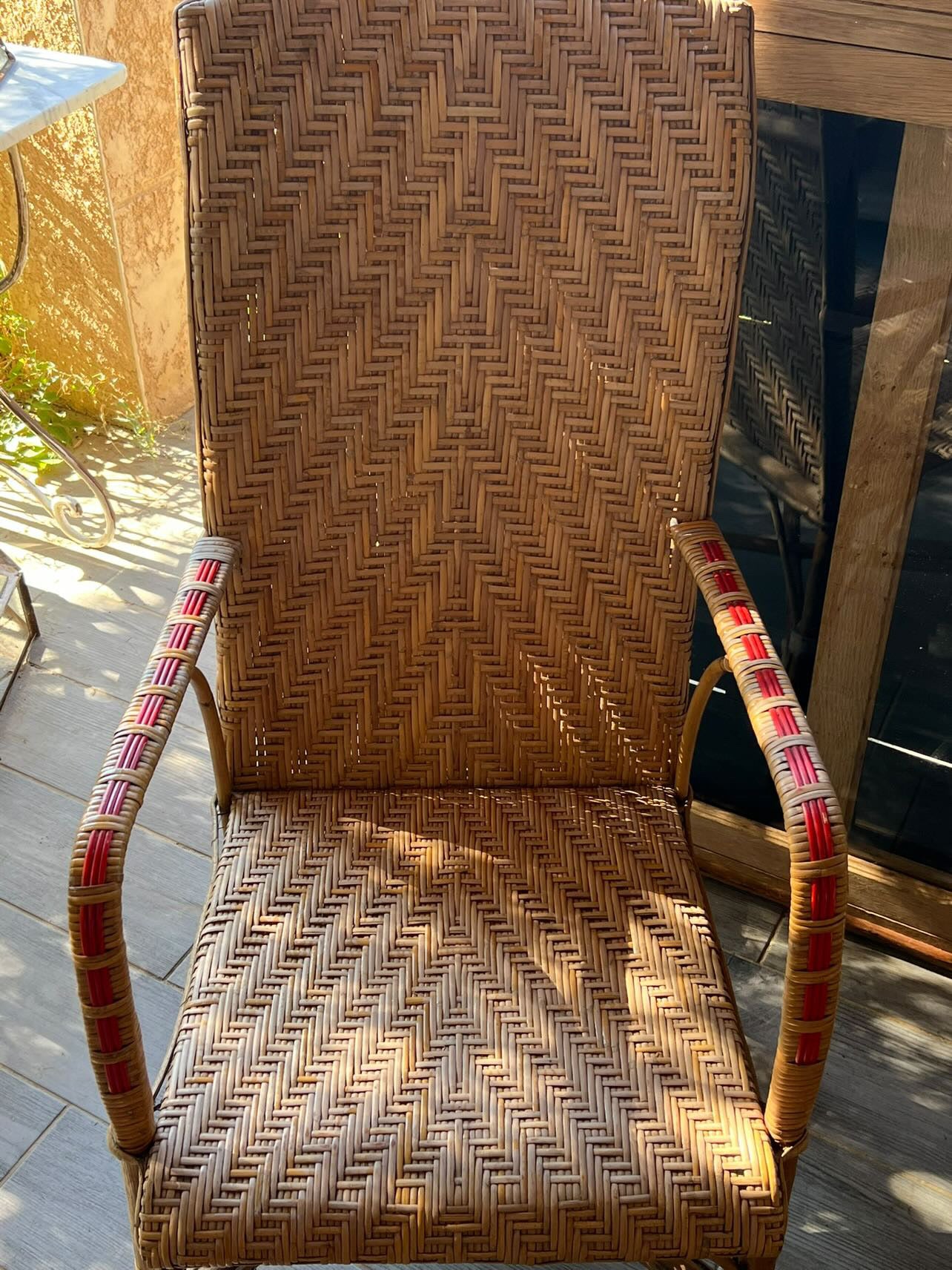 Tall Back Rattan Arm Chair