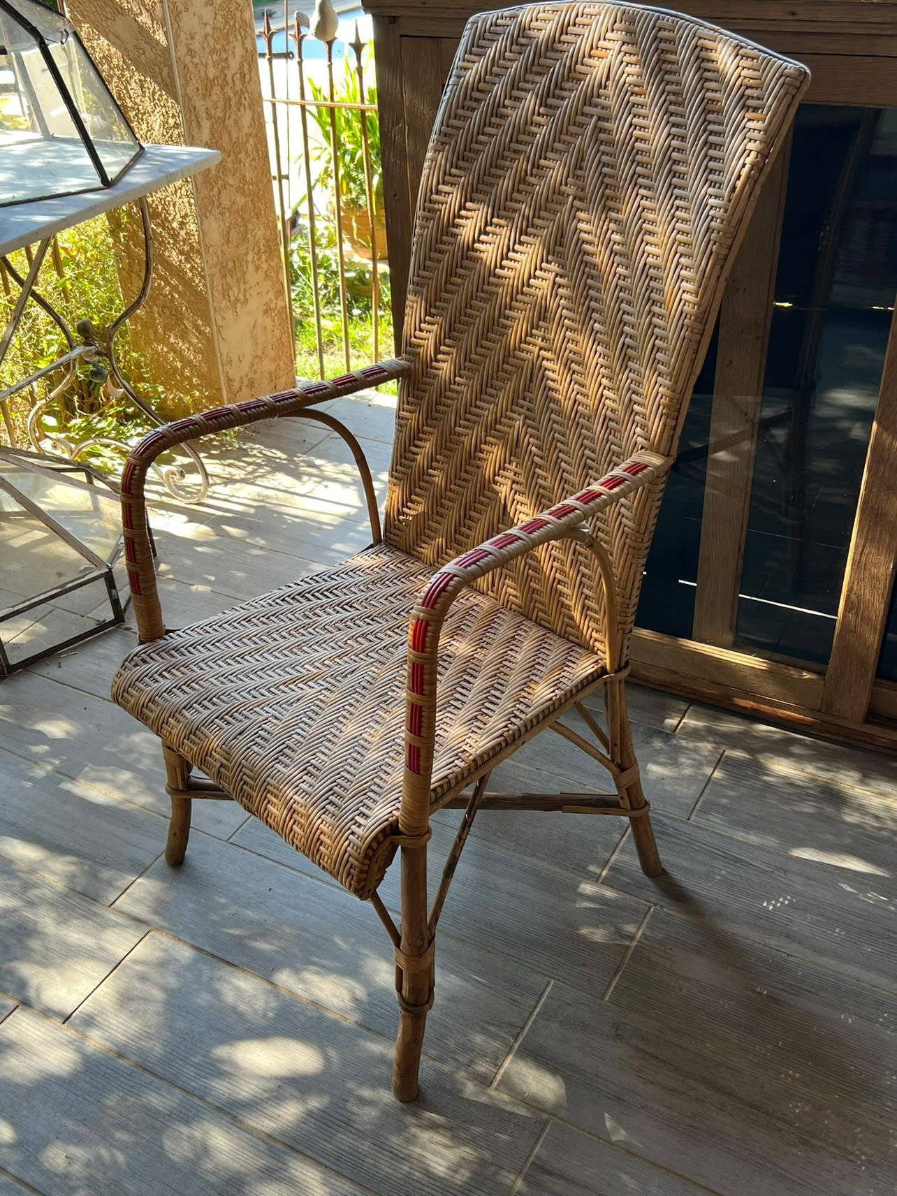 Tall Back Rattan Arm Chair