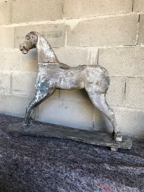 French 19th Century Wooden Horse on Platform