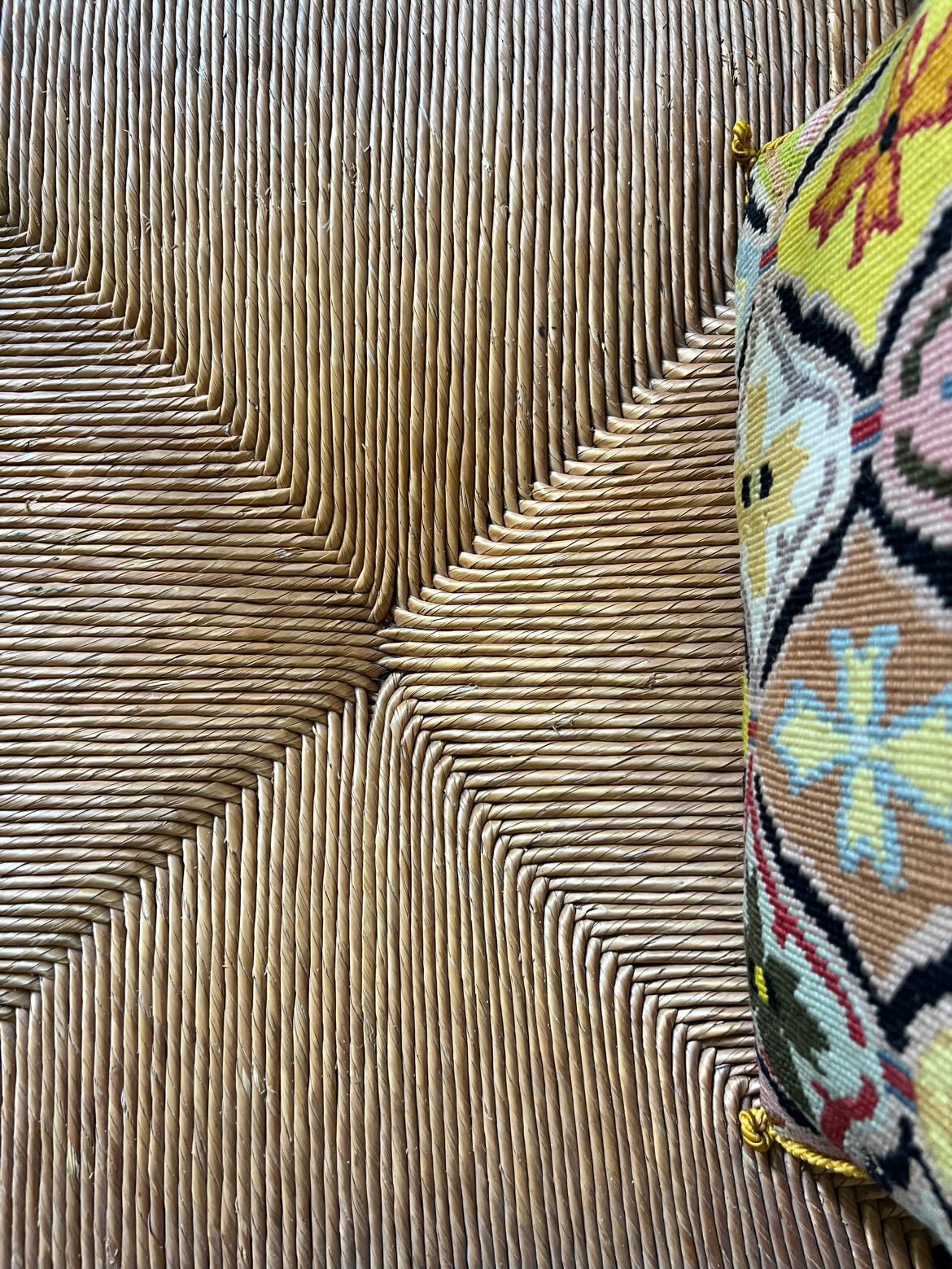 French 1940's Rush Seat Provencal Armchairs