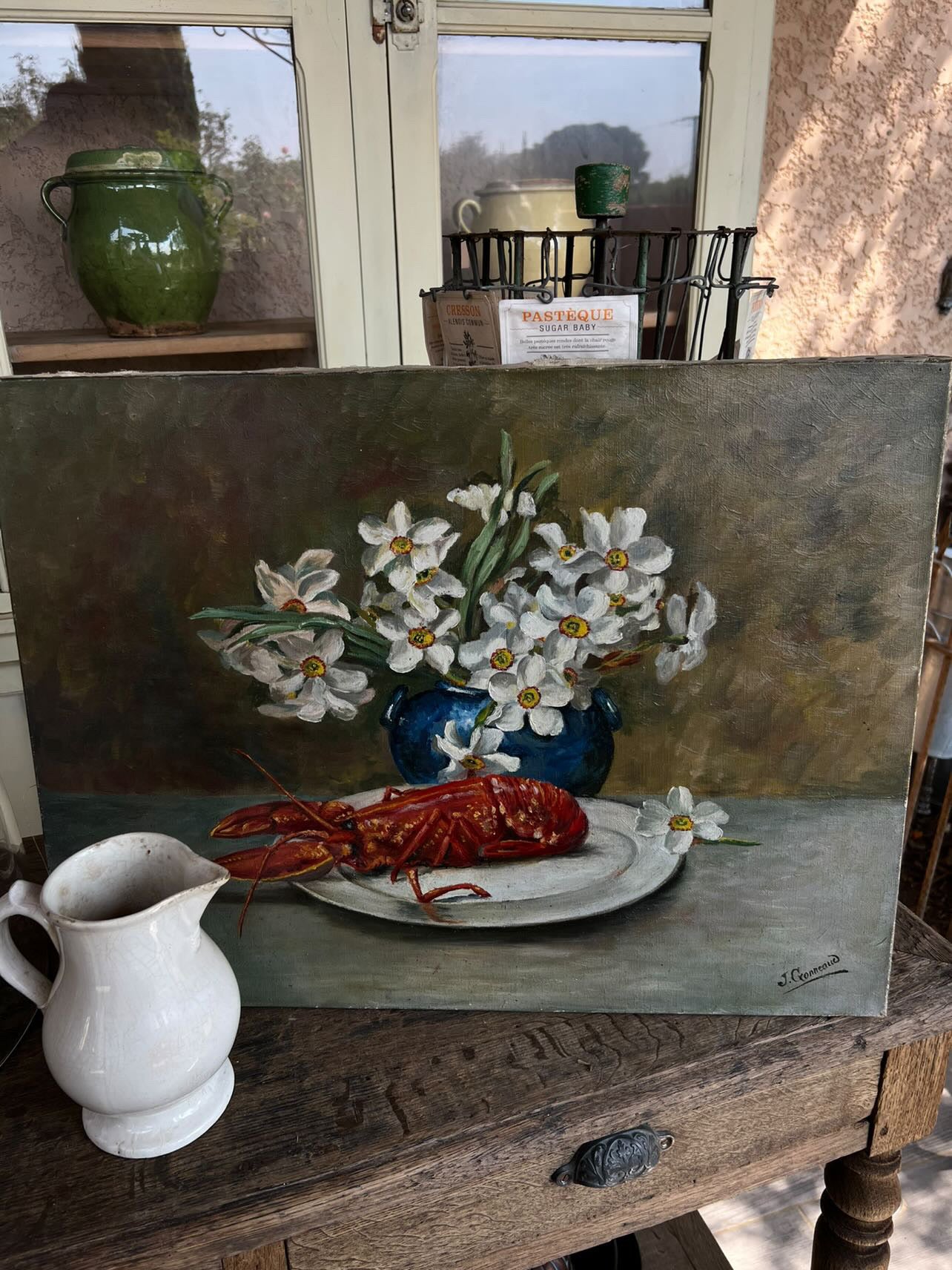 Oil On Canvas White Pitch w/ Lobster