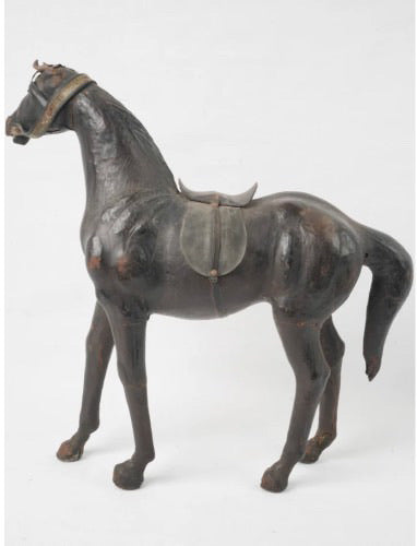 French 1900s Leather Horse
