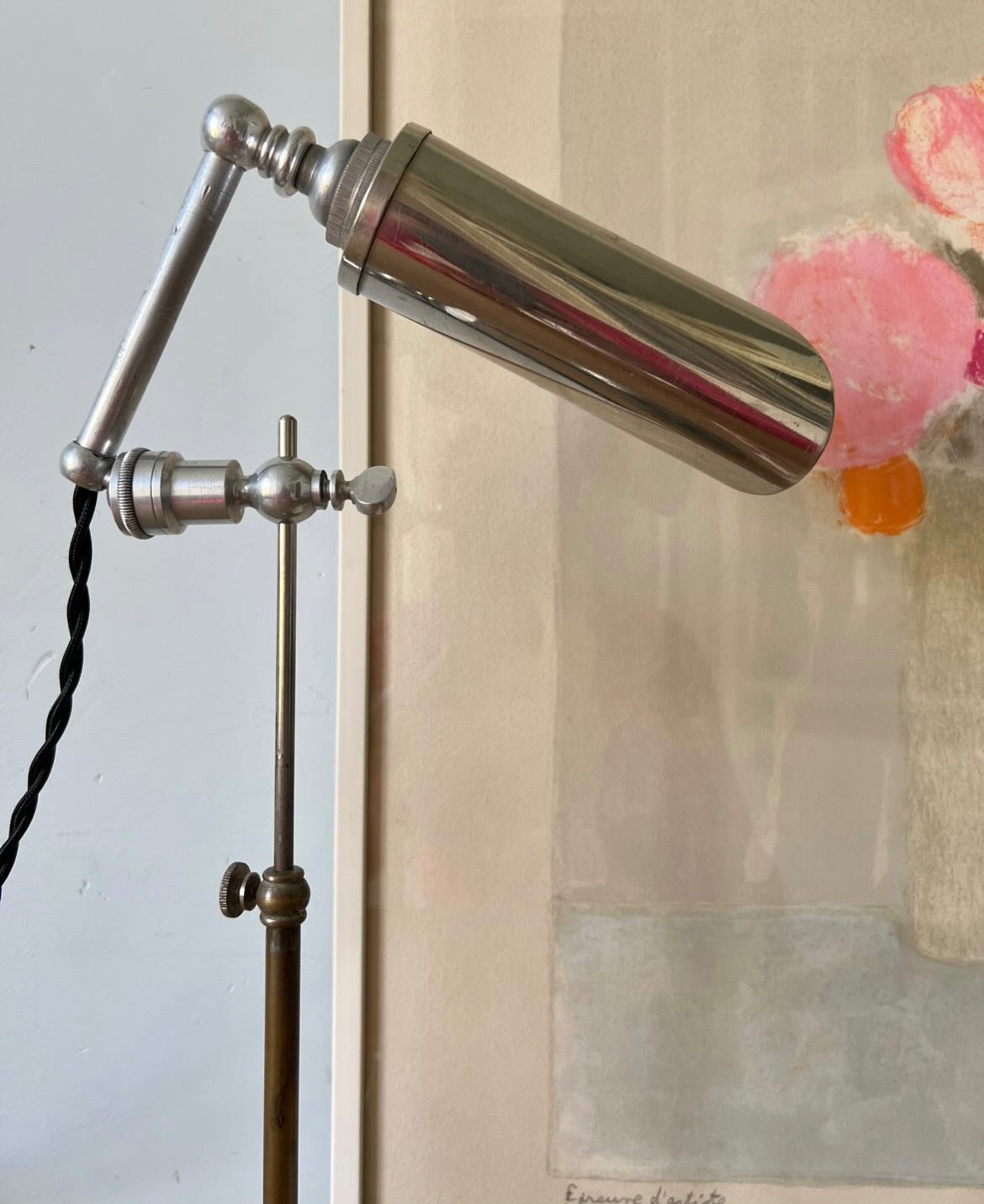 French 1930s Adjustable Nickel Lamp