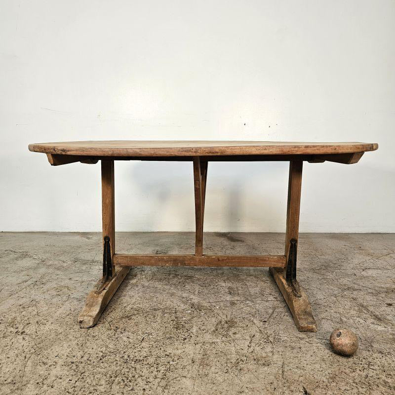 French 1920 Cherry Wood Oval Tilting Wine Table