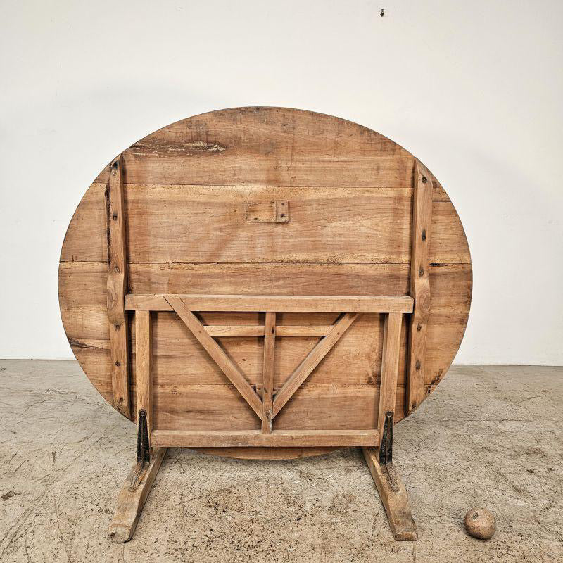 French 1920 Cherry Wood Oval Tilting Wine Table