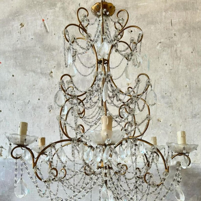 1940 6 Light Chain Chandelier