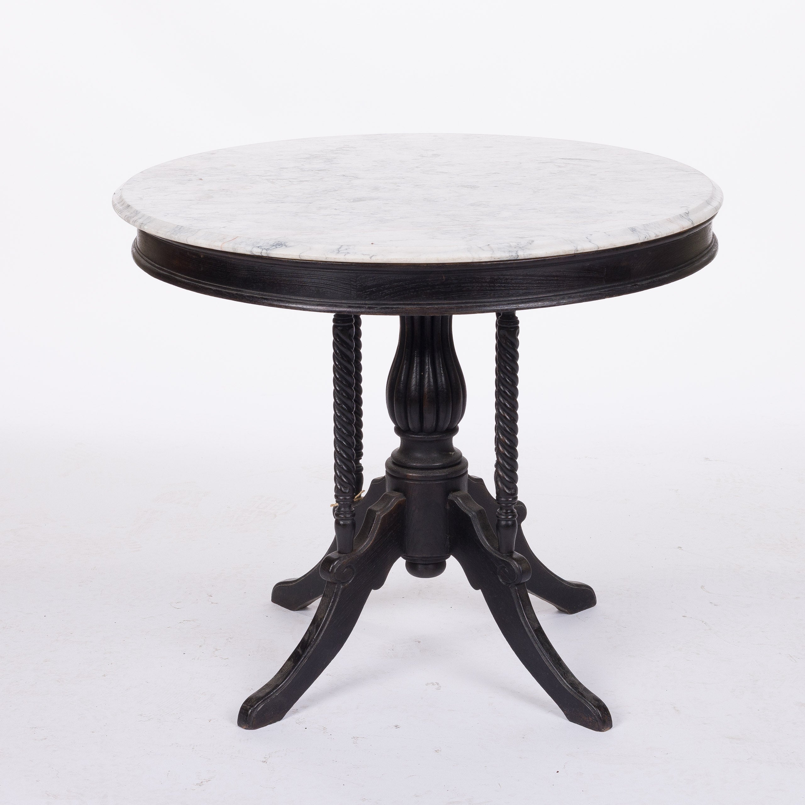 Napoleon III Ebonized Oak Gueridon with Marble Top
