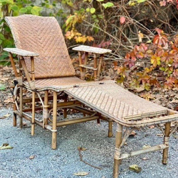 Rattan and Woven Wicker Lounge Chair