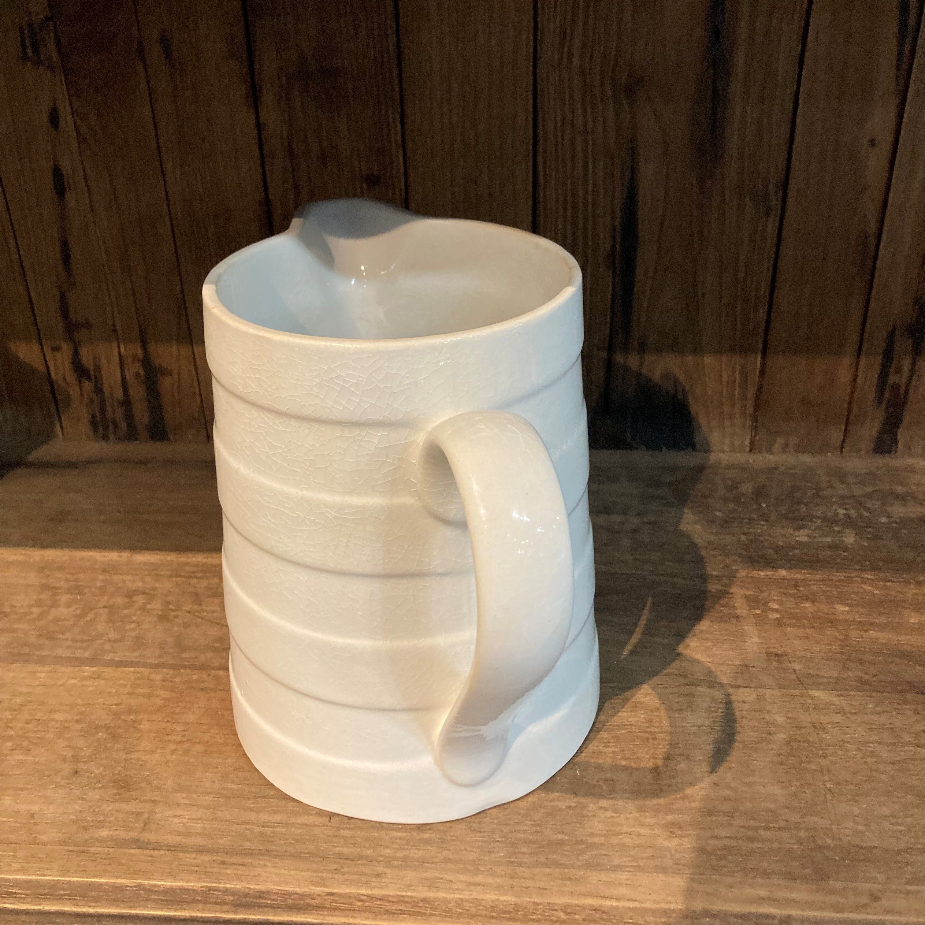 1940 Banded White Earthenware Pitcher