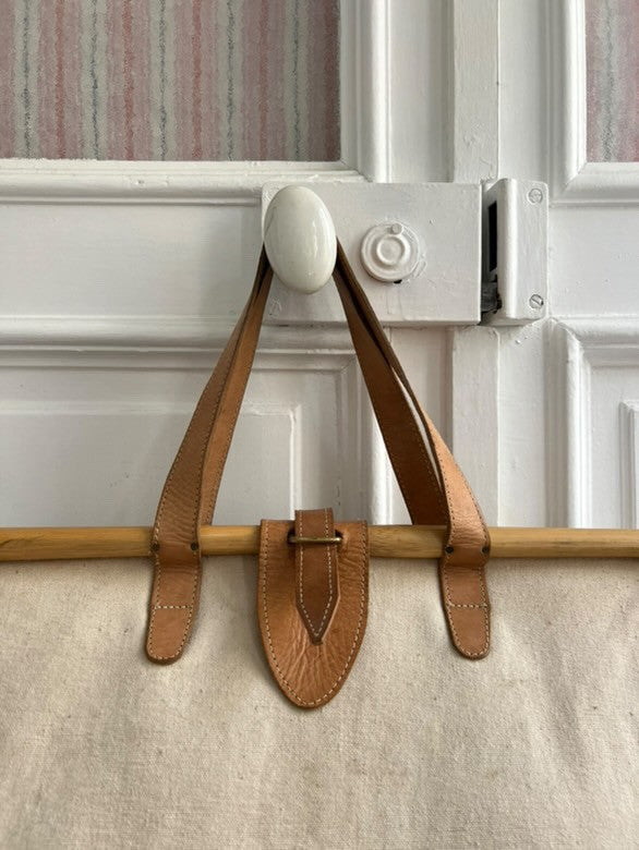 1970s Canvas Leather & Bamboo Bag