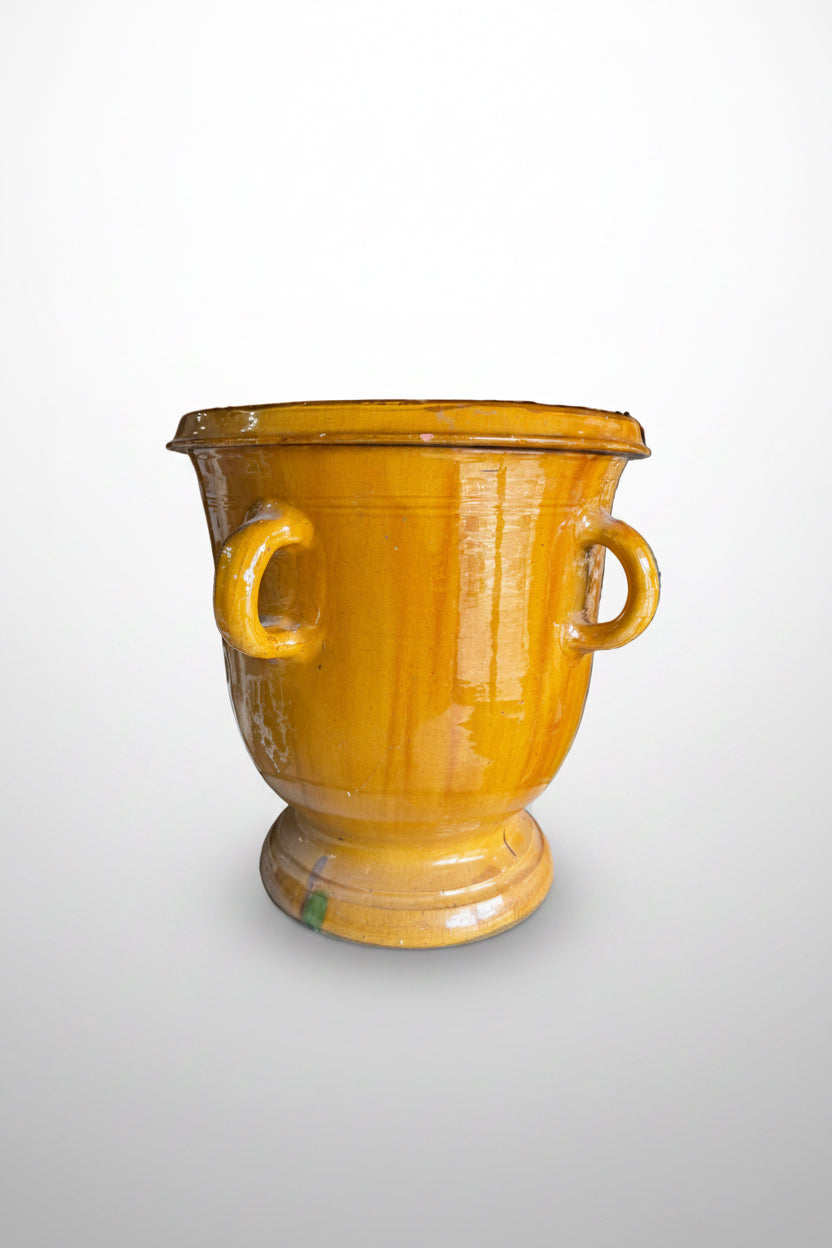 Yellow French Glazed Terracotta Planter Urn