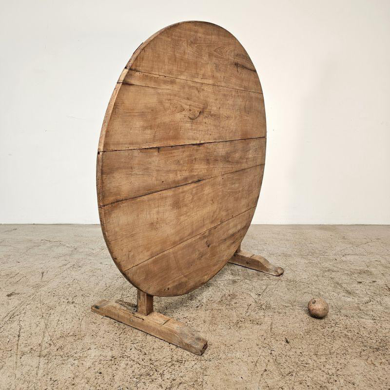 French 1920 Cherry Wood Oval Tilting Wine Table