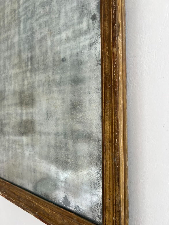 French Louis VXI Blackened Mercury Glass Gilt Mirror