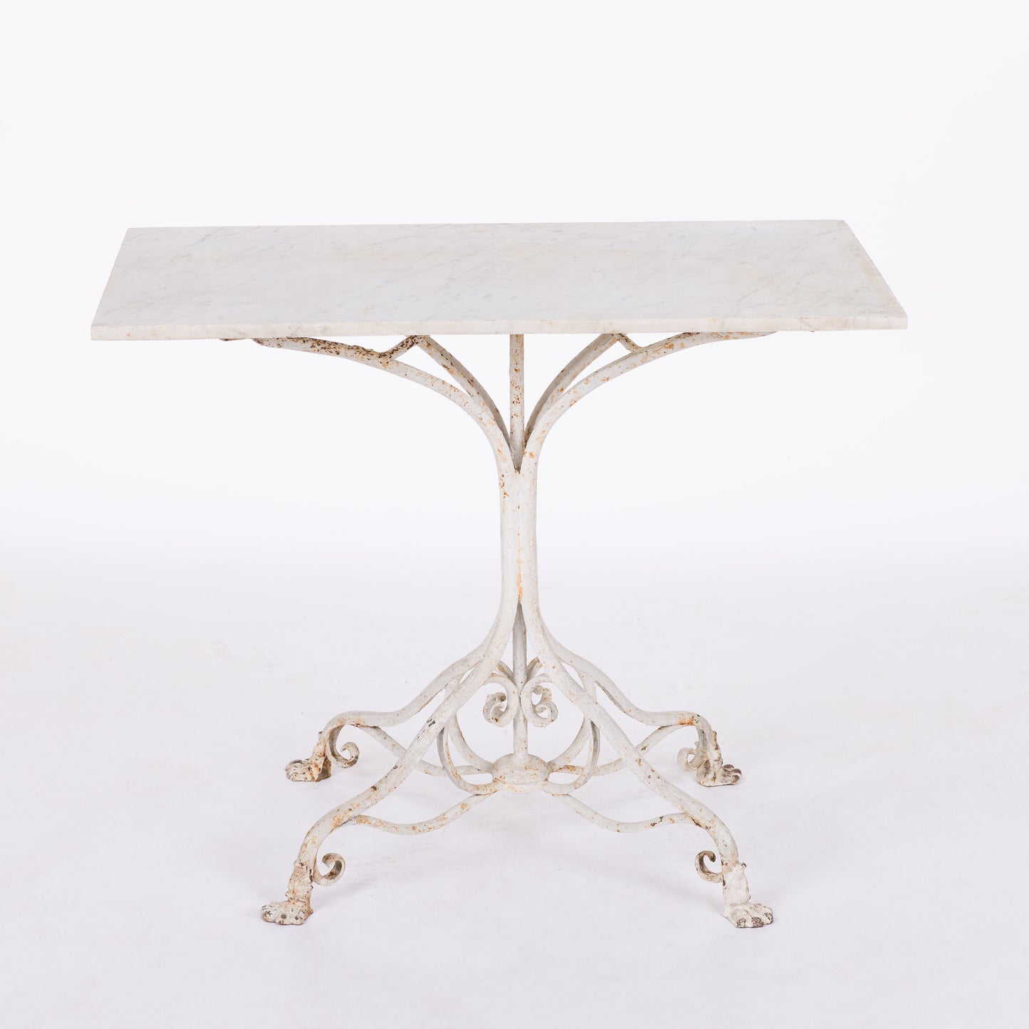Marble Top Aras Garden Table with Original White Paint