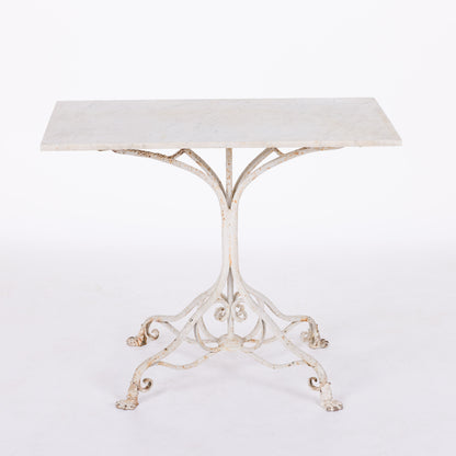 Marble Top Aras Garden Table with Original White Paint