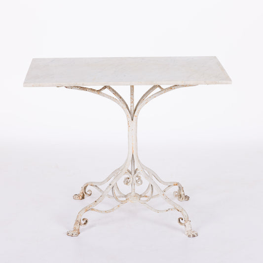 Marble Top Aras Garden Table with Original White Paint