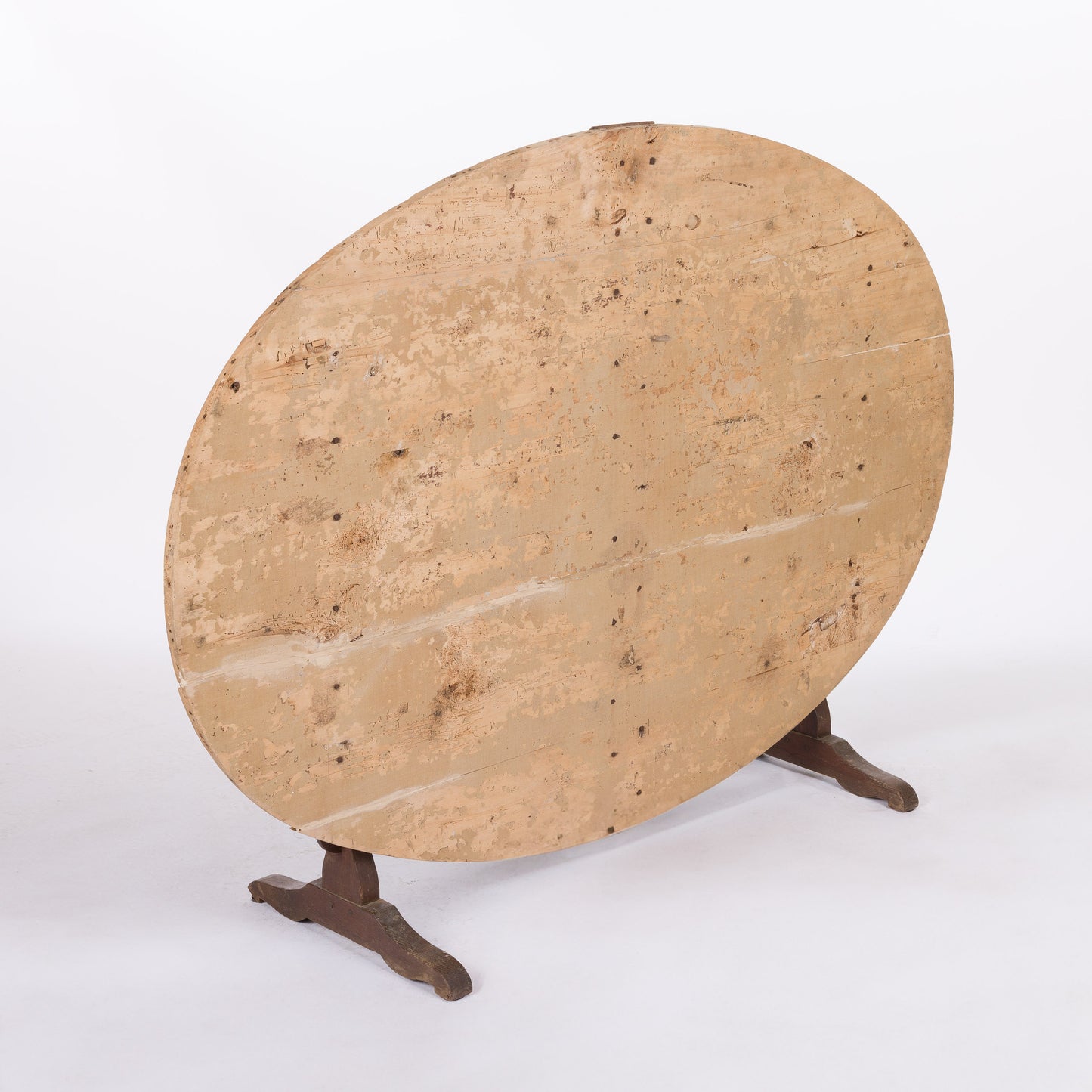 Oval Tilting Wine Table with Pine Top and Oak Legs