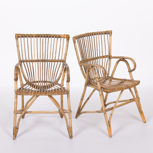 Pair of Rattan Arm Chairs