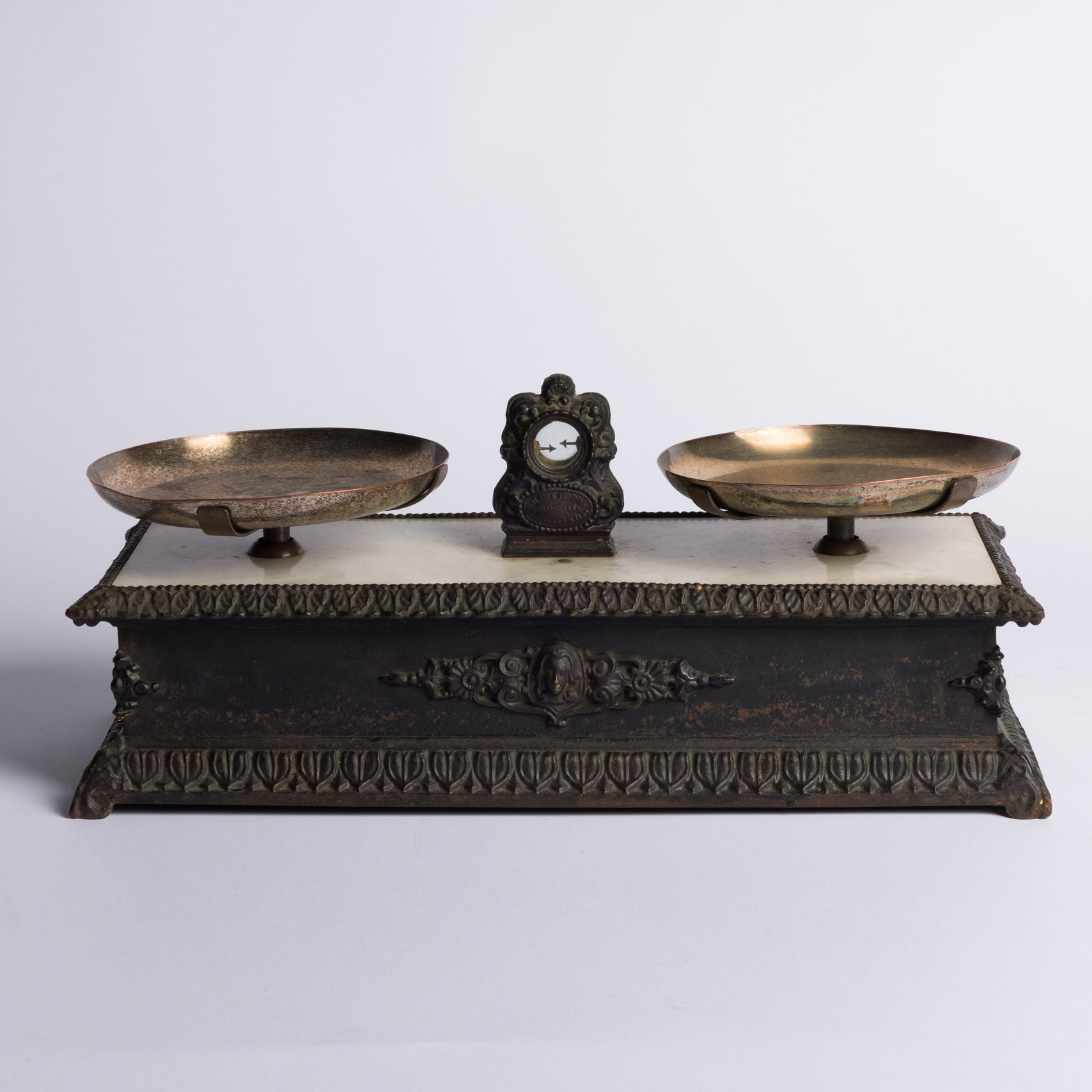 Antique French Cast Iron and Marble Beranger Scale