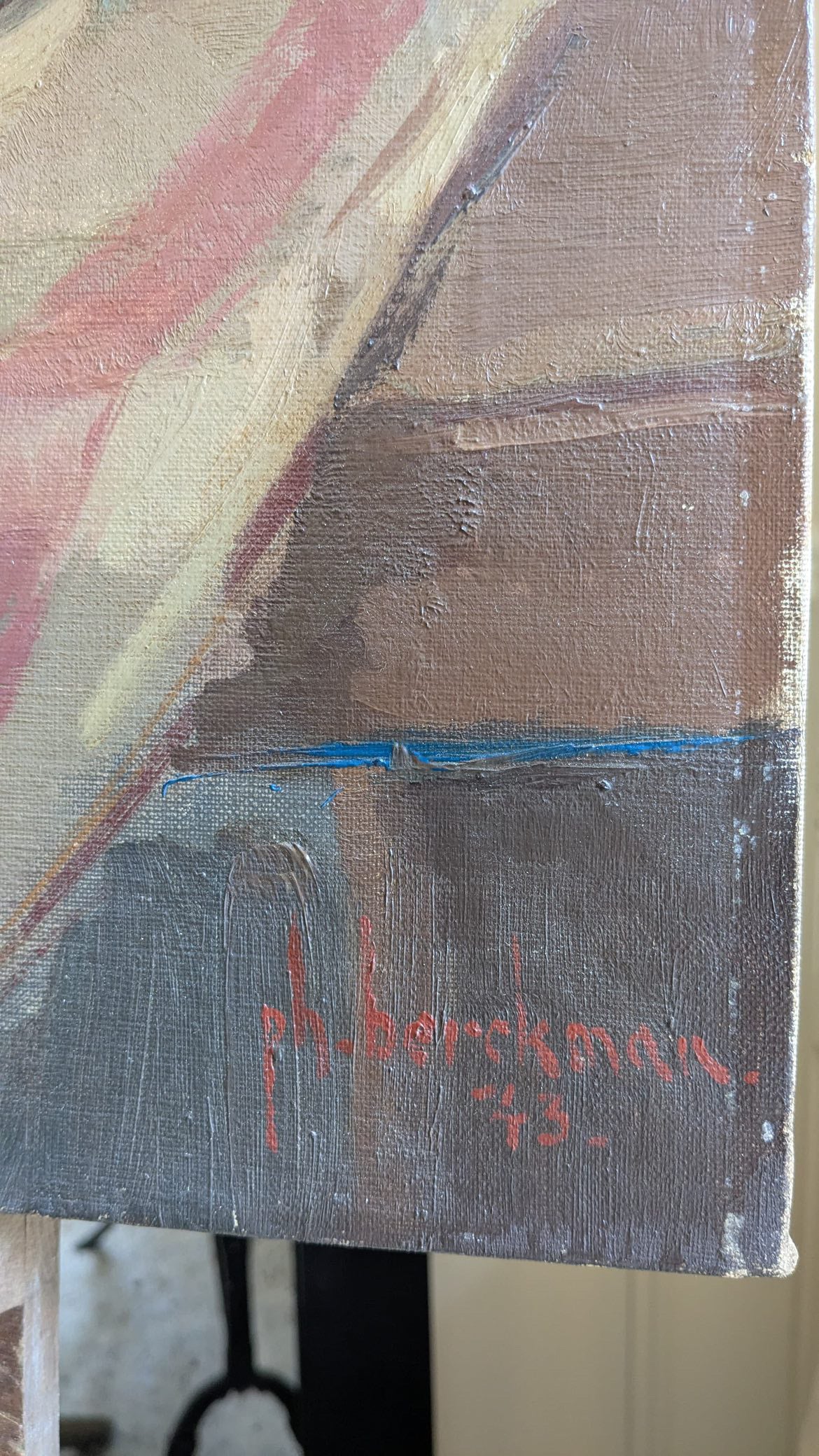 French 1940s Oil on Canvas Tea Kettle and Apples, Signed