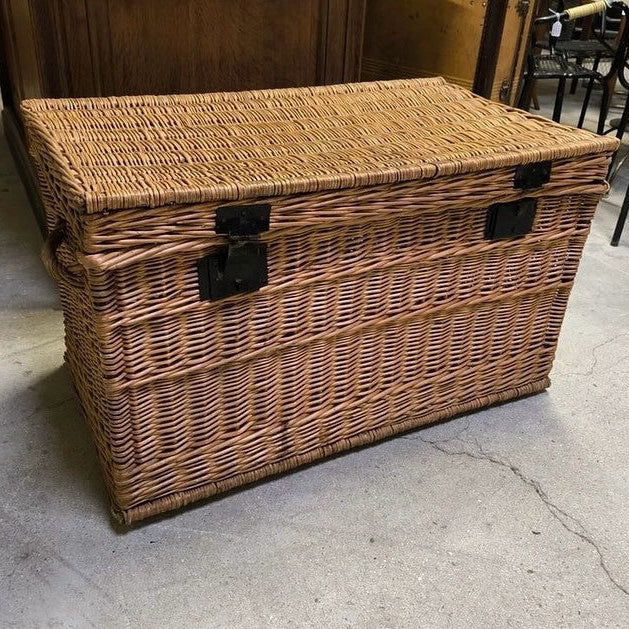 1900 French Wicker Travel Trunk