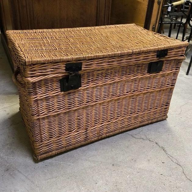 1900 French Wicker Travel Trunk