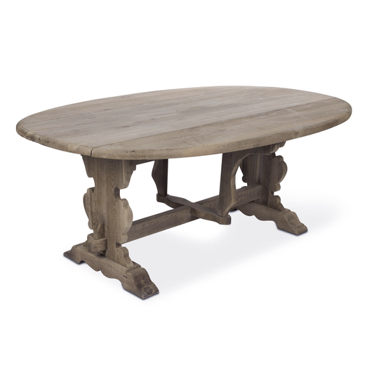 1950s Drop-leaf Oak Trestle Table