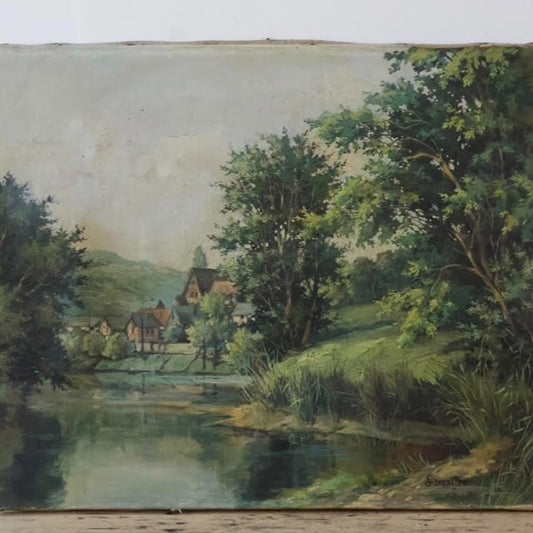 Unframed Oil on Canvas - French Village